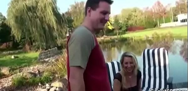  German Mom and Daughter Seduce Stranger to Fuck Outdoor